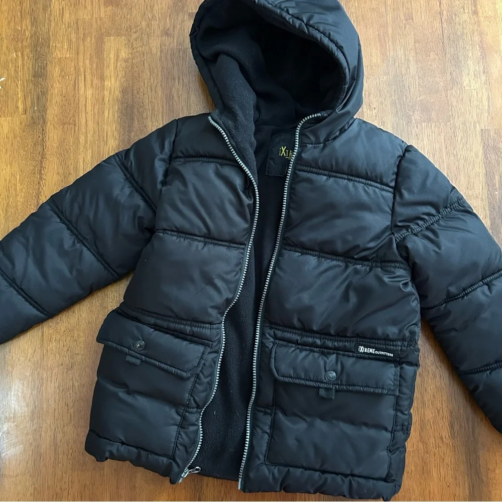 iXtreme Black Puffer Jacket | Boys Size 7 | Fleece Lined Winter Coat